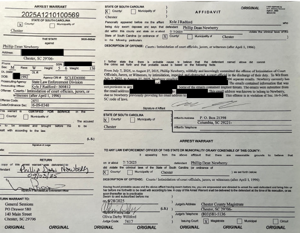 SLED CHARGES CHESTER COUNTY MAN WITH INTIMIDATION OF A COURT OFFICIAL ...